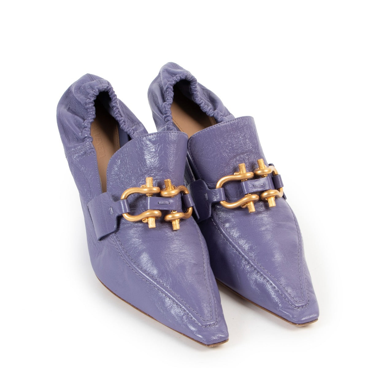 Shop authentic second hand luxury high-end designer Bottega Veneta Lavender Purple Madame Leather Pumps at Labellov