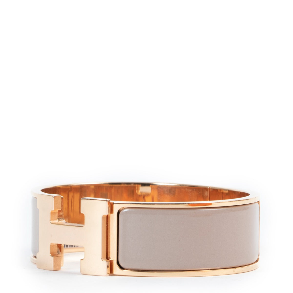 Shop authentic second hand luxury designer Hermès Clic Clac H Marron Glacé Rose Gold Bracelet at Labellov