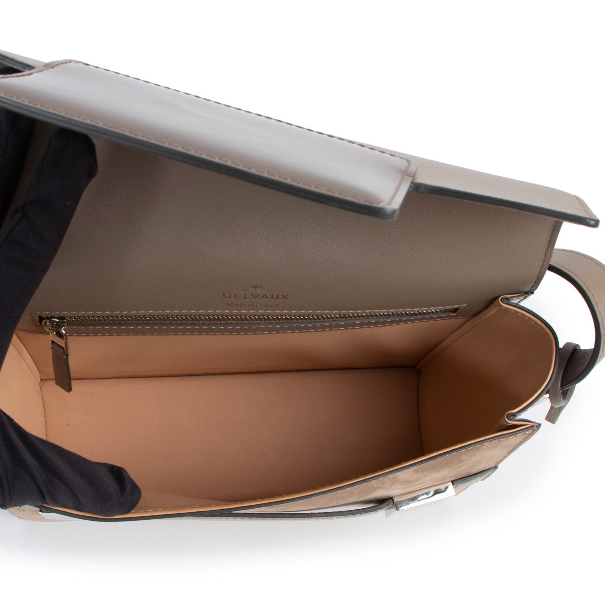 Delvaux Madame Taupe Polo/Nubuck Cheyenne/Vernis Shoulder Bag