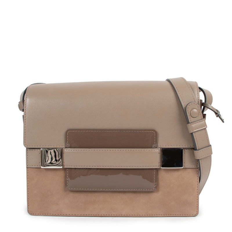 Delvaux Madame Taupe Polo/Nubuck Cheyenne/Vernis Shoulder Bag