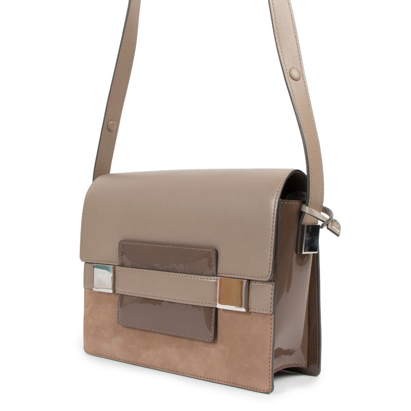 Delvaux Madame Taupe Polo/Nubuck Cheyenne/Vernis Shoulder Bag