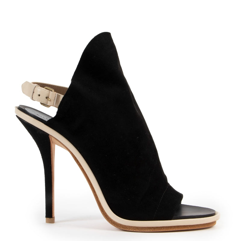 Balenciaga Black Heeled Suede Sandals