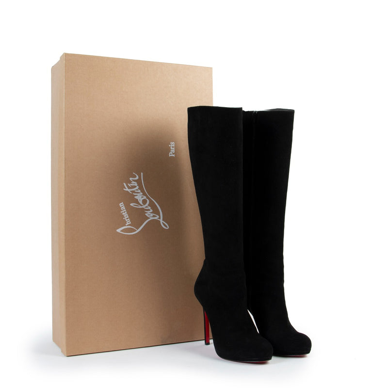 Shop authentic second hand luxury designer Christian Louboutin Botalili 120 Black Suede Boots at Labellov