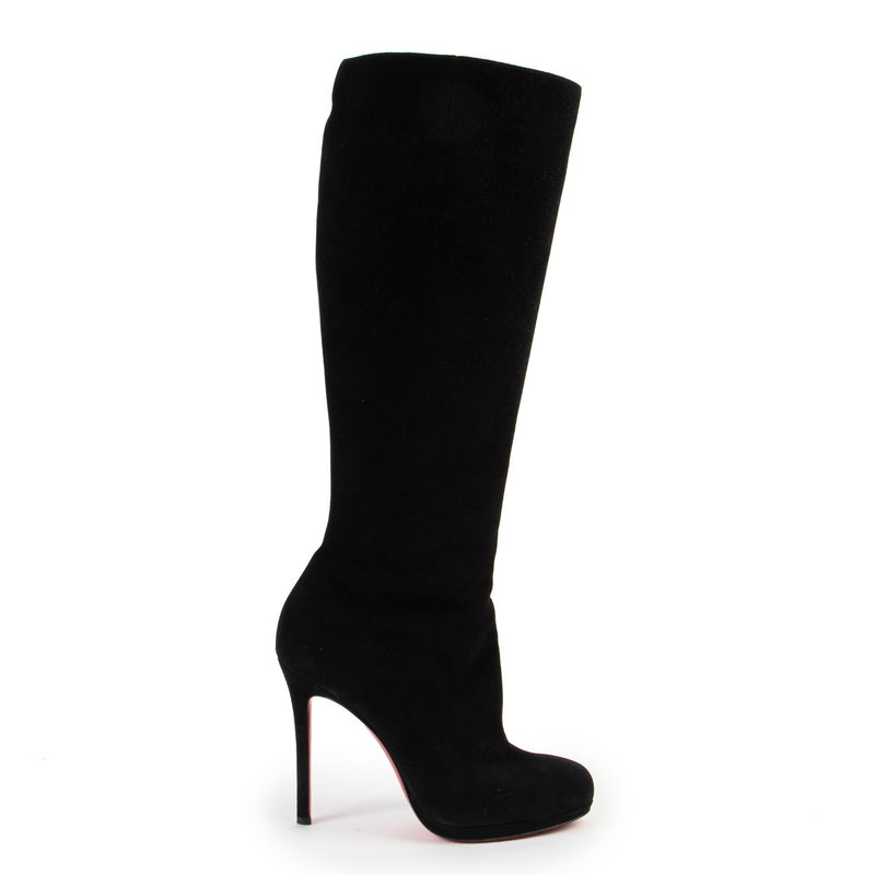 Shop authentic second hand luxury designer Christian Louboutin Botalili 120 Black Suede Boots at Labellov