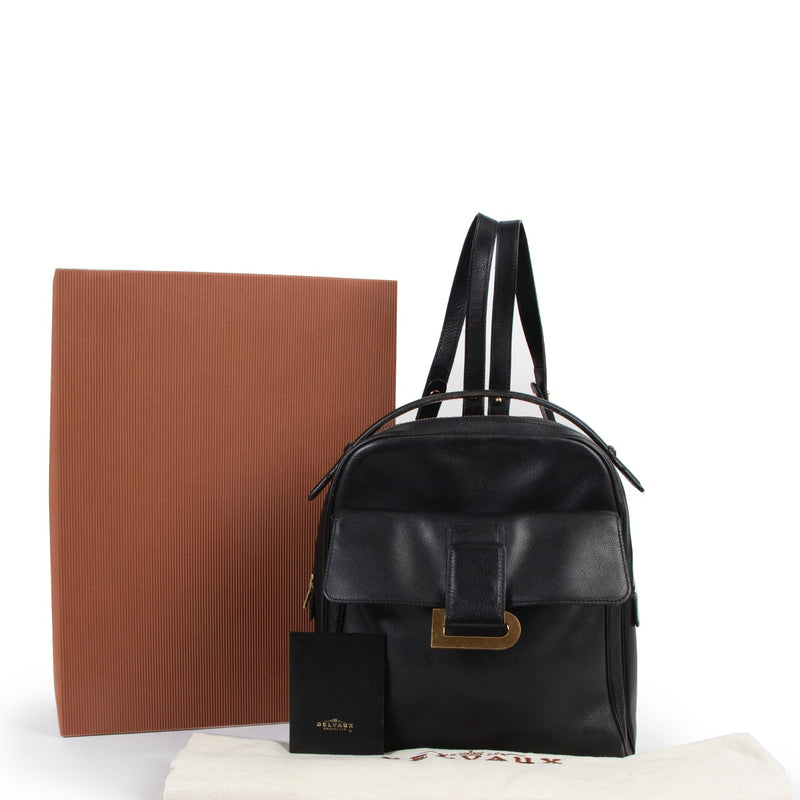 Buy luxury second hand designer high-end fashion Delvaux Onde Black Leather Backpack at Labellov.