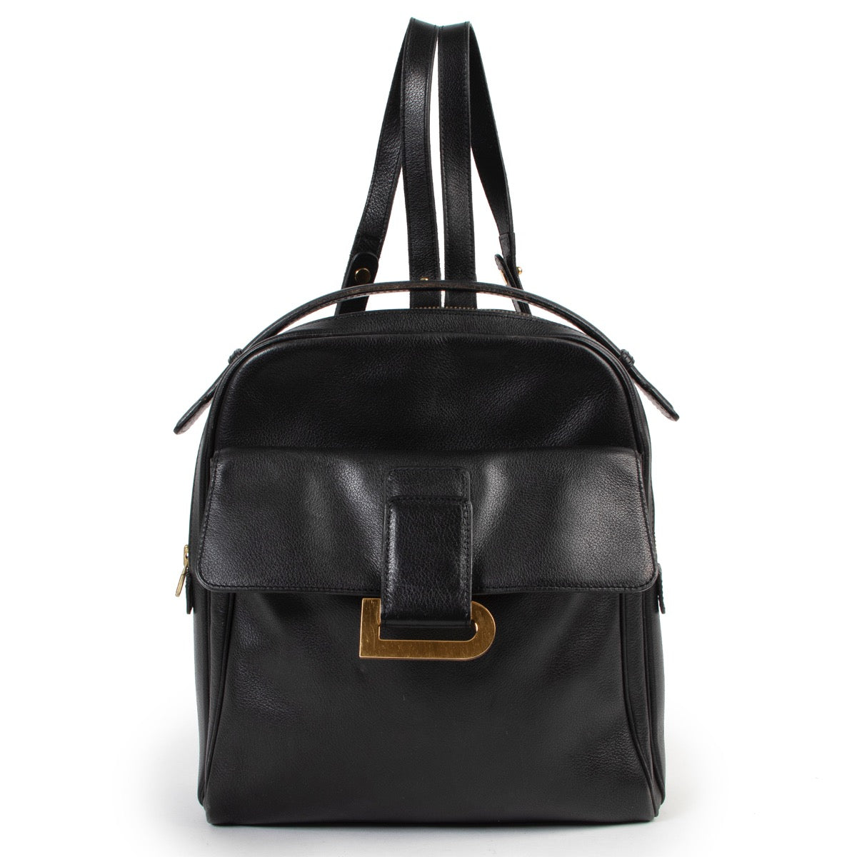 Buy luxury second hand designer high-end fashion Delvaux Onde Black Leather Backpack at Labellov.