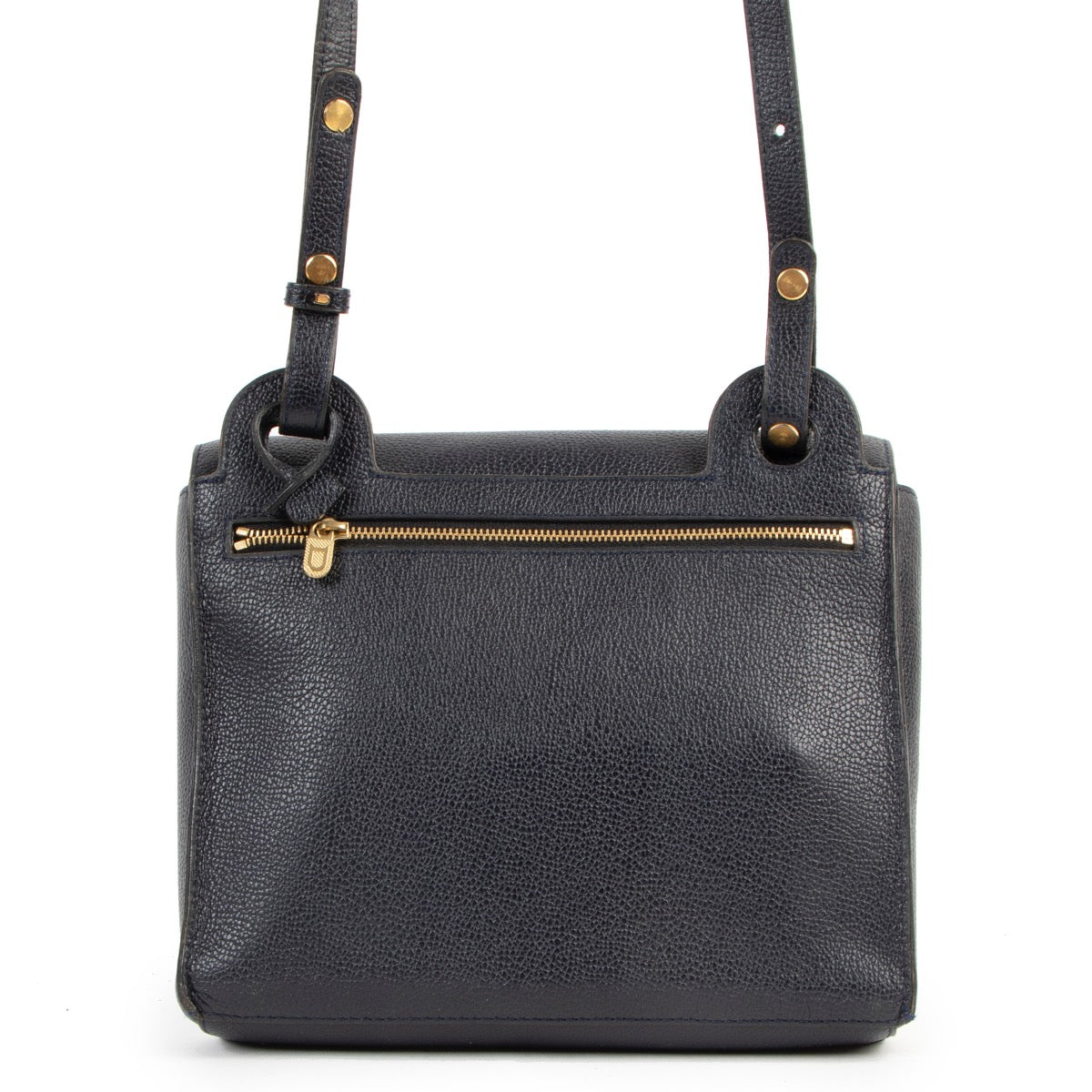 Shop safe online at Labellov in Antwerp this 100% authentic second hand Delvaux Grelon GM Marine Blue Jumping Leather Crossbody Bag