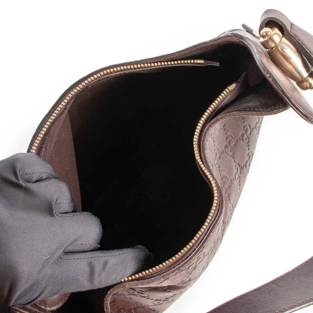 Buy online an authentic second hand Gucci Brown Creole Horsebit Guccissima Hobo Bag in good condition.