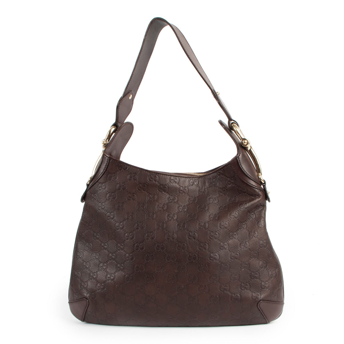 Buy online an authentic second hand Gucci Brown Creole Horsebit Guccissima Hobo Bag in good condition.