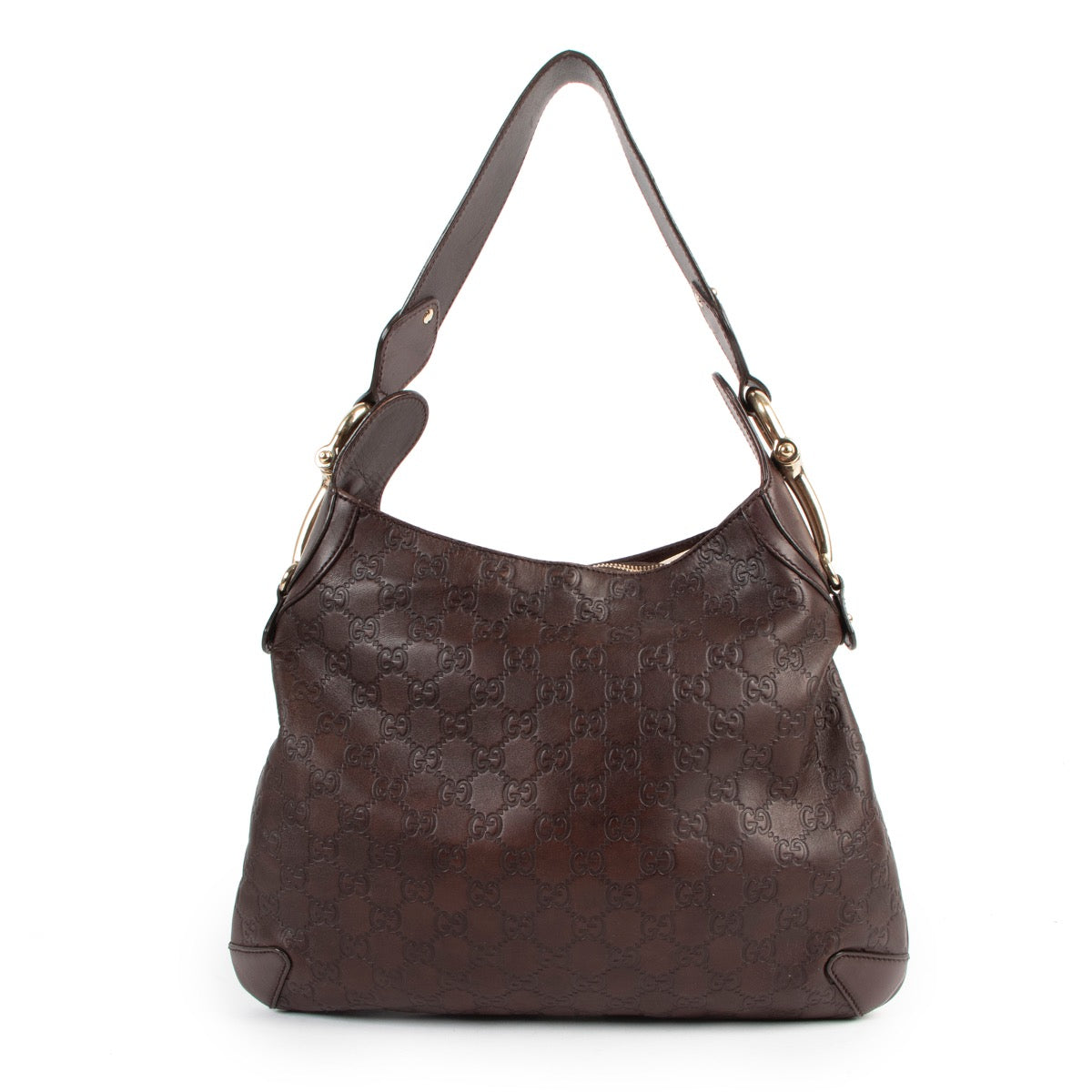 Buy online an authentic second hand Gucci Brown Creole Horsebit Guccissima Hobo Bag in good condition.