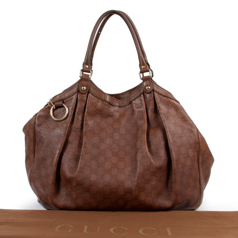 Gucci Brown Guccissima Large Sukey Tote Bag for the best price at Labellov secondhand luxury in Antwerp.