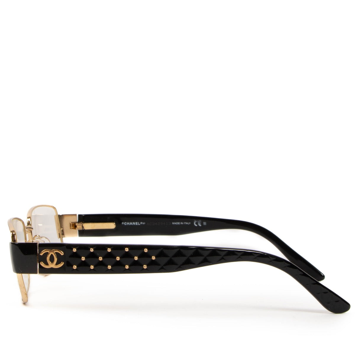 Shop safe online at Labellov these 100% authentic second hand Chanel Black and Gold 2088 CC Quilting Optical Glasses