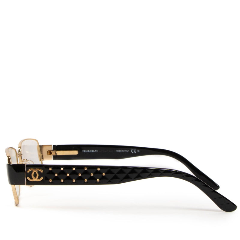 Shop safe online at Labellov these 100% authentic second hand Chanel Black and Gold 2088 CC Quilting Optical Glasses