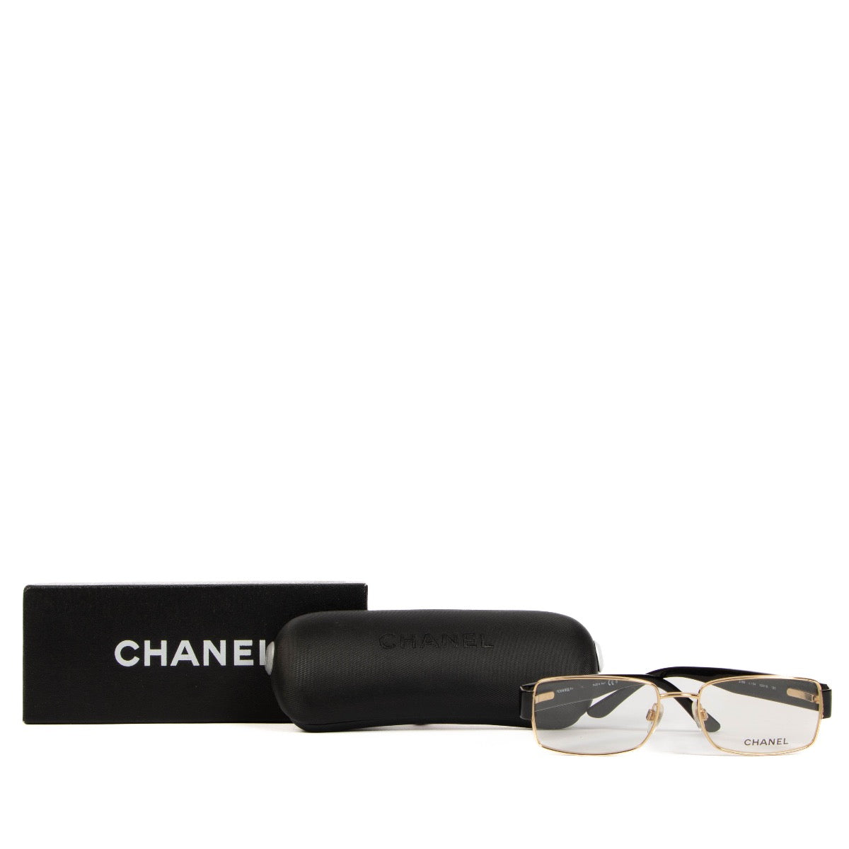 Shop safe online at Labellov these 100% authentic second hand Chanel Black and Gold 2088 CC Quilting Optical Glasses