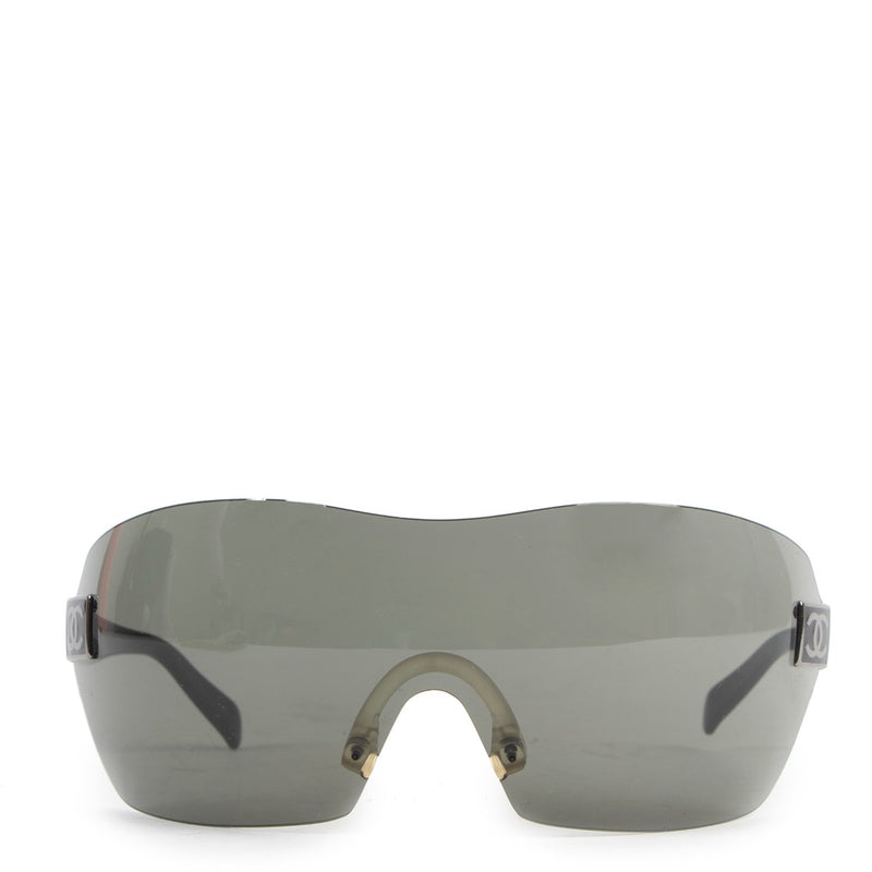 Chanel 4111 Black Translucent Rimless Shield Sunglasses
