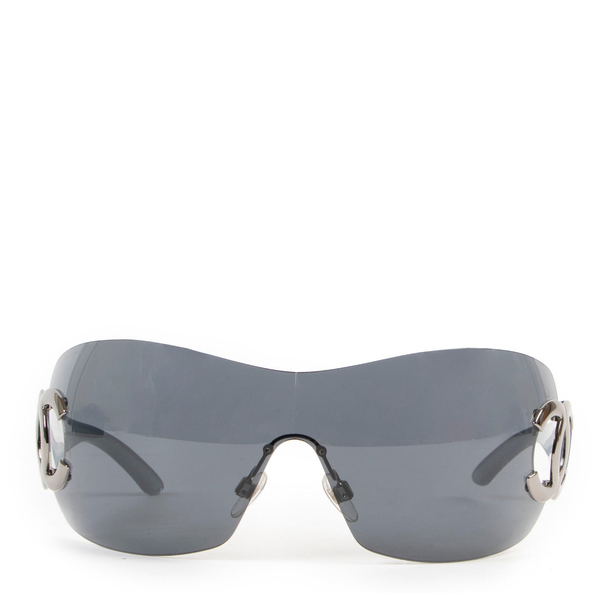 Chanel Black Silver CC Shield Sunglasses