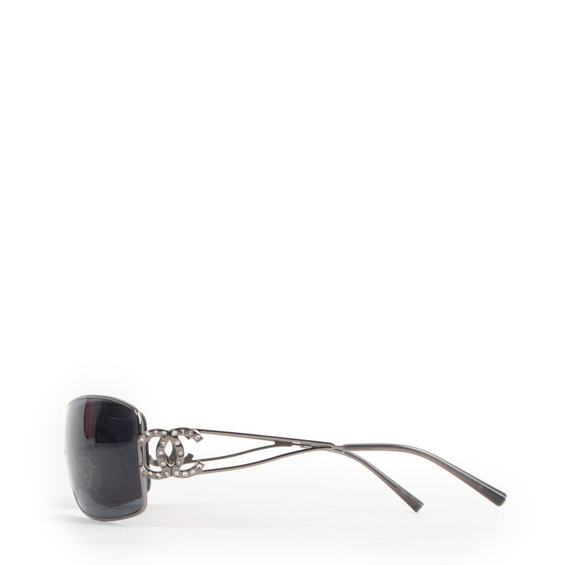 Chanel Black Swarovski Crystal CC Logo Sunglasses 4072-B