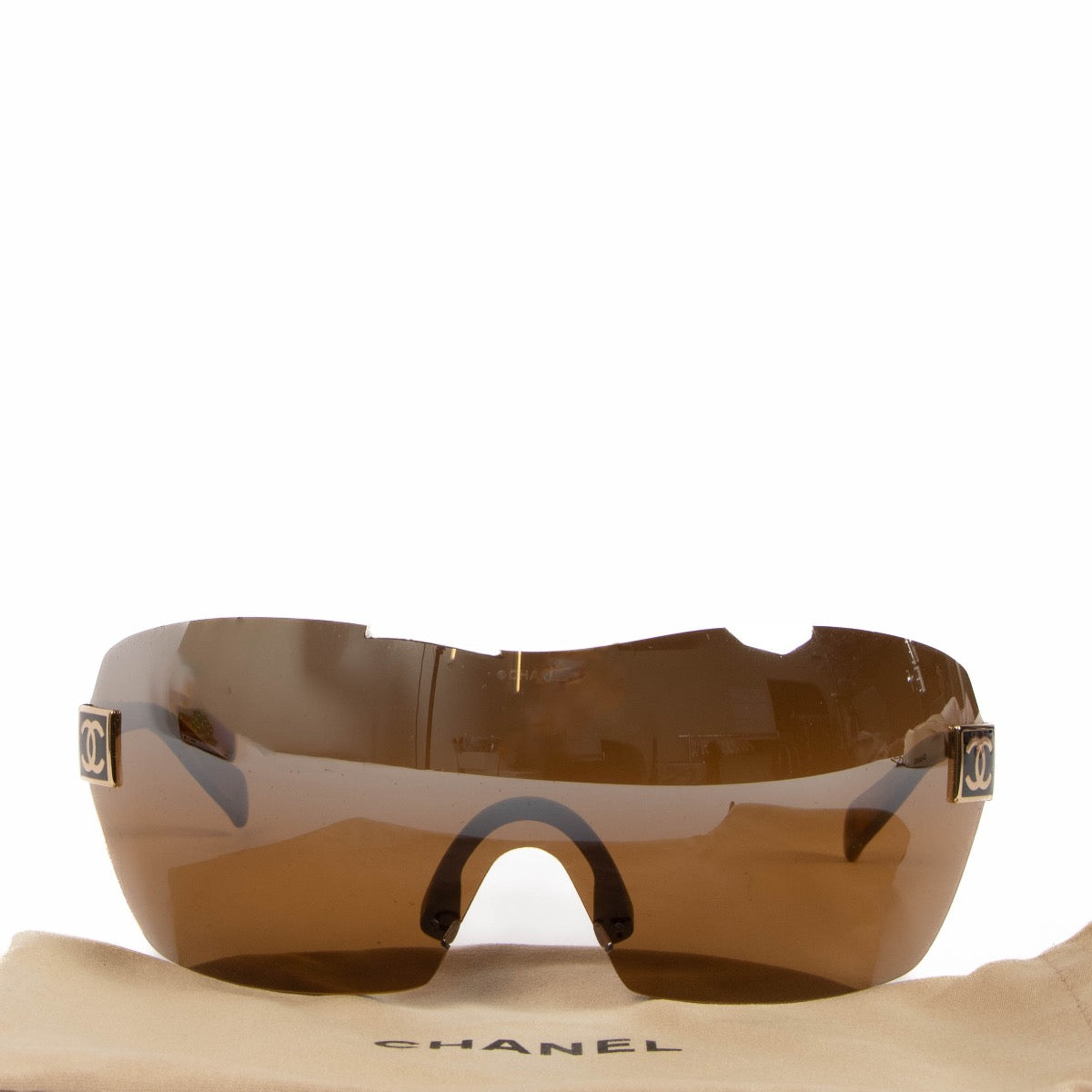 Shop safe online Labellov this 100% authentic second hand Chanel Tortoise 4111 Shield Sunglasses