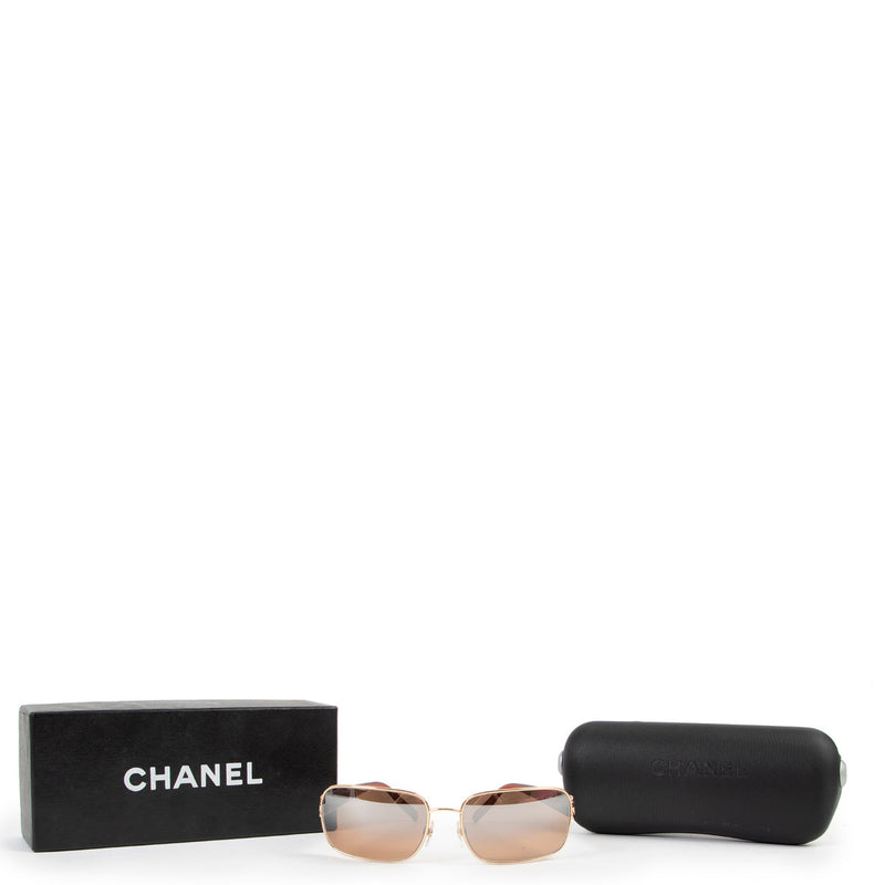 Chanel brown metallic gold frame sunglasses vintage