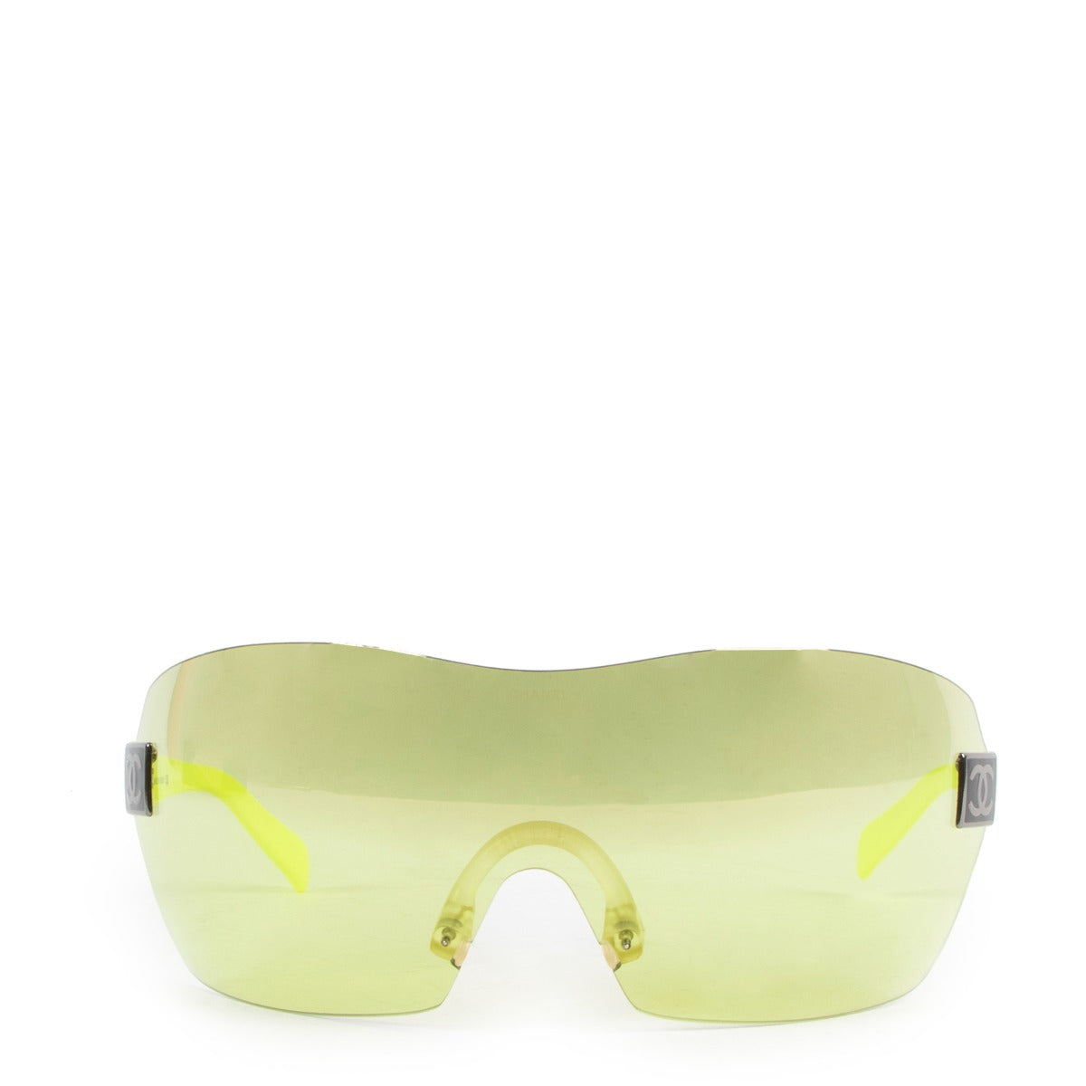 Chanel Yellow Translucent Frameless Shield Sunglasses