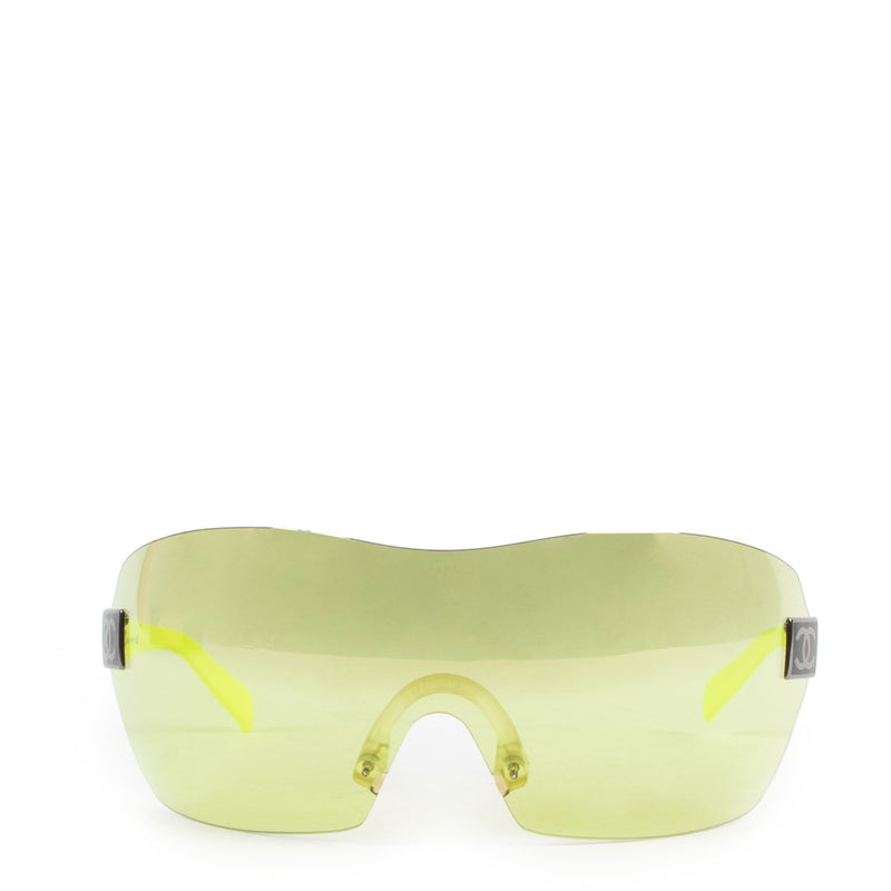 Chanel Yellow Translucent Frameless Shield Sunglasses