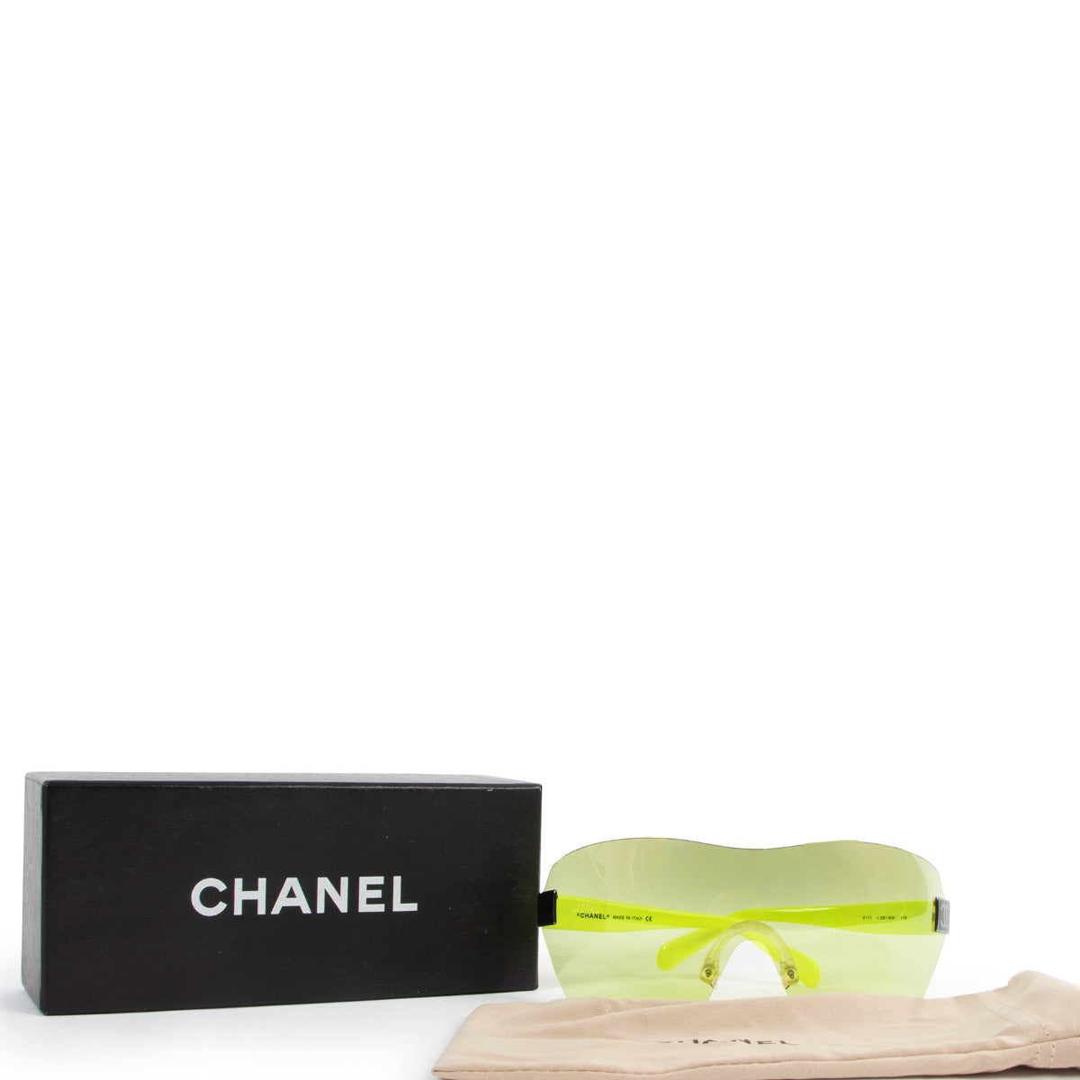 Chanel Yellow Translucent Frameless Shield Sunglasses