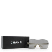 Chanel Black Translucent Frameless Shield Sunglasses