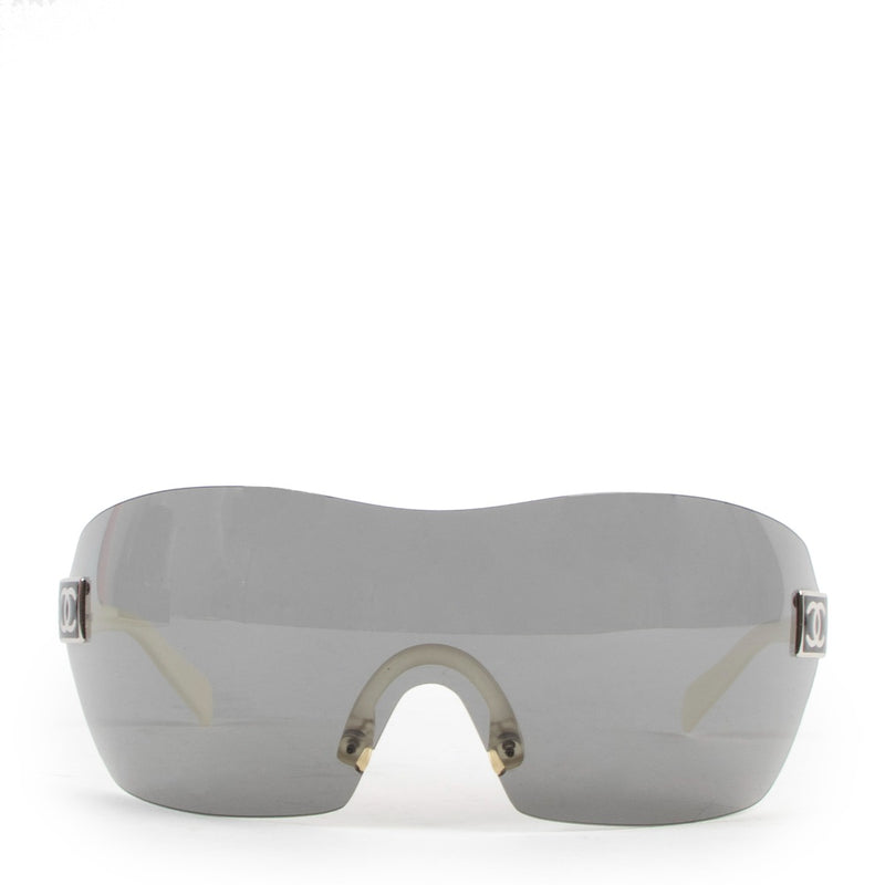 Chanel Black Translucent Frameless Shield Sunglasses