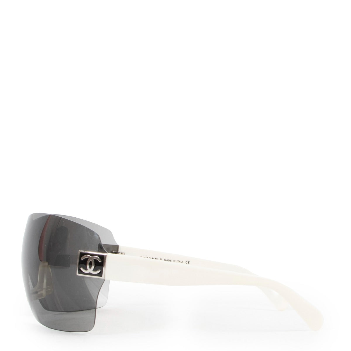 Chanel Black Translucent Frameless Shield Sunglasses