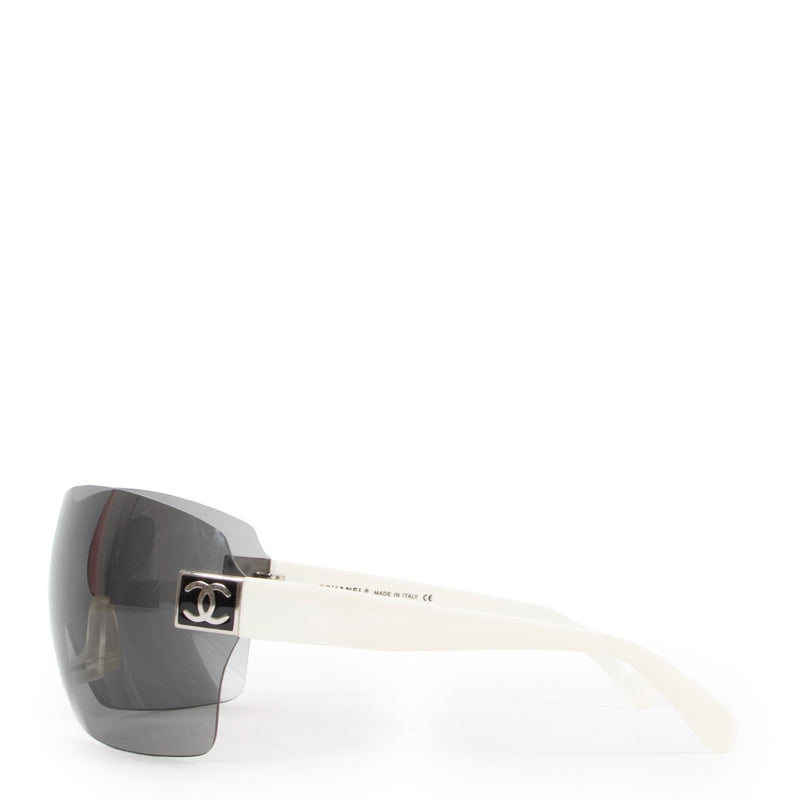 Chanel Black Translucent Frameless Shield Sunglasses