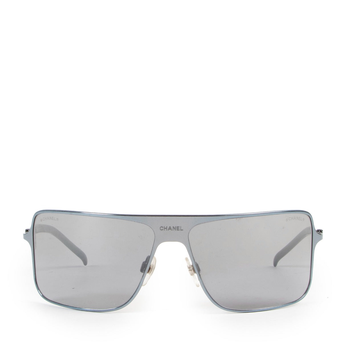 Shop authentic second hand vintage luxury designer Chanel Grey Square Metal Frame Sunglasses 4098 at Labellov.