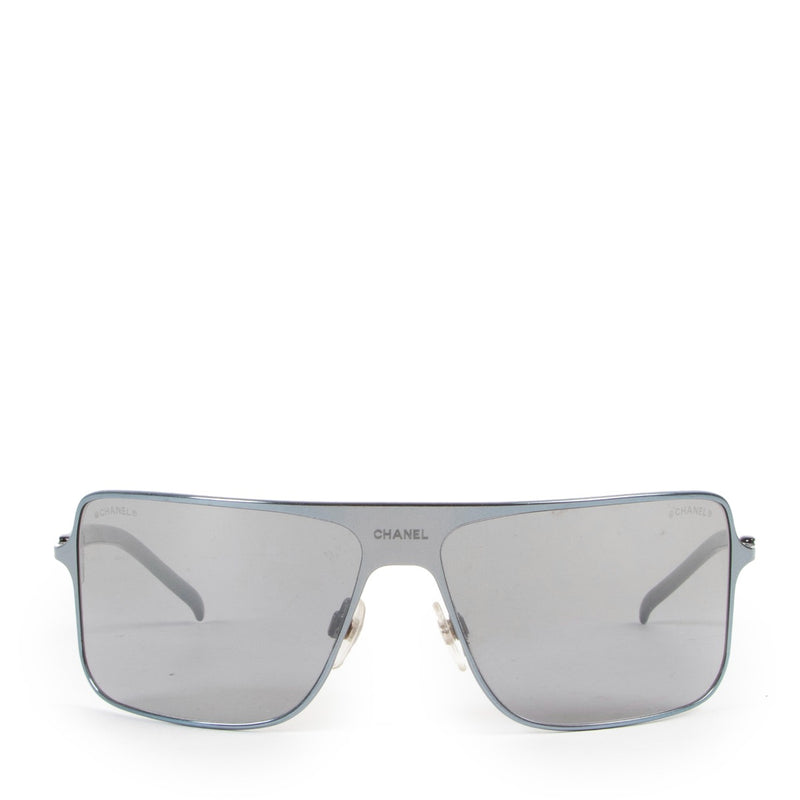 Shop authentic second hand vintage luxury designer Chanel Grey Square Metal Frame Sunglasses 4098 at Labellov.