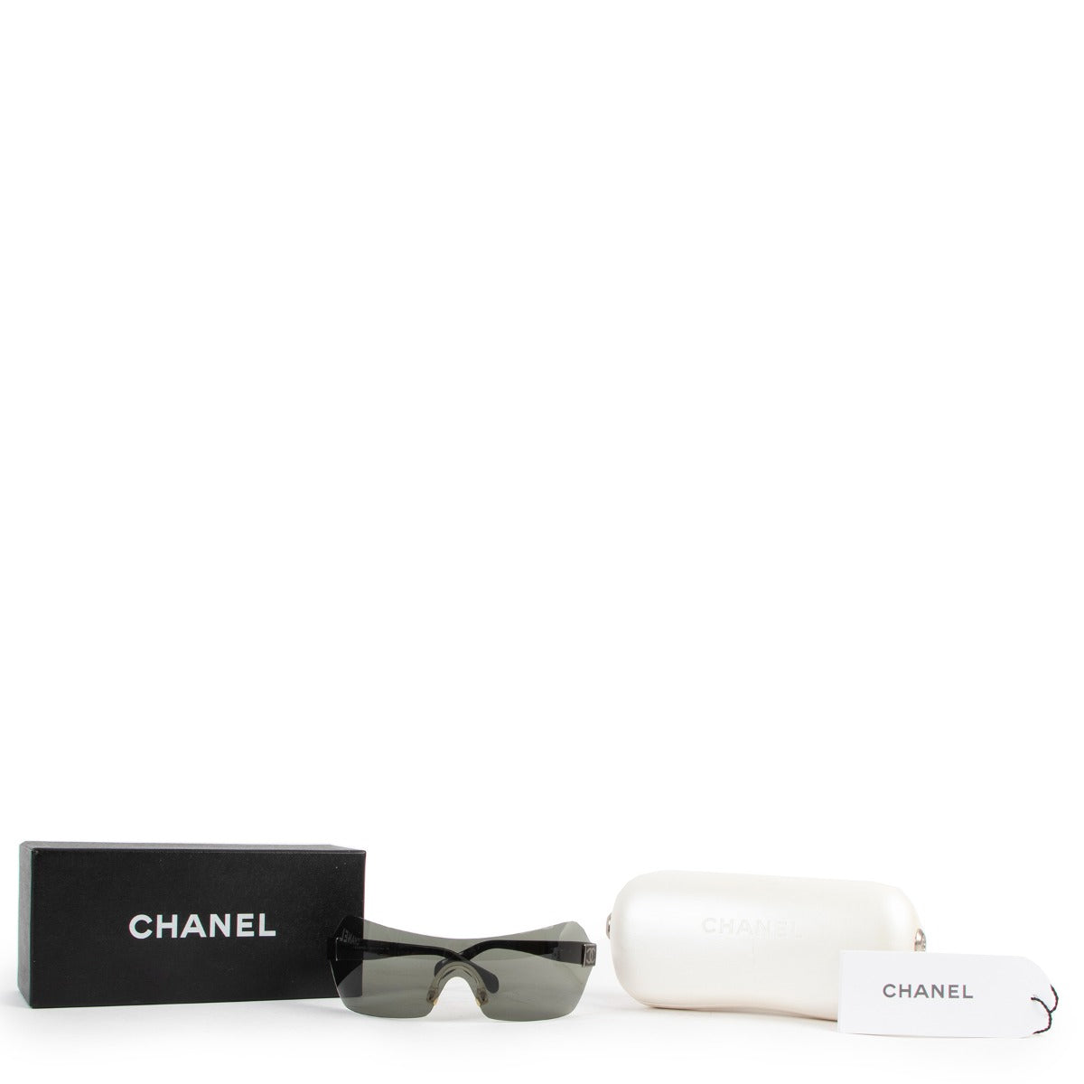 Chanel Vintage Black Wrap-Around Shield Sunglasses 4109