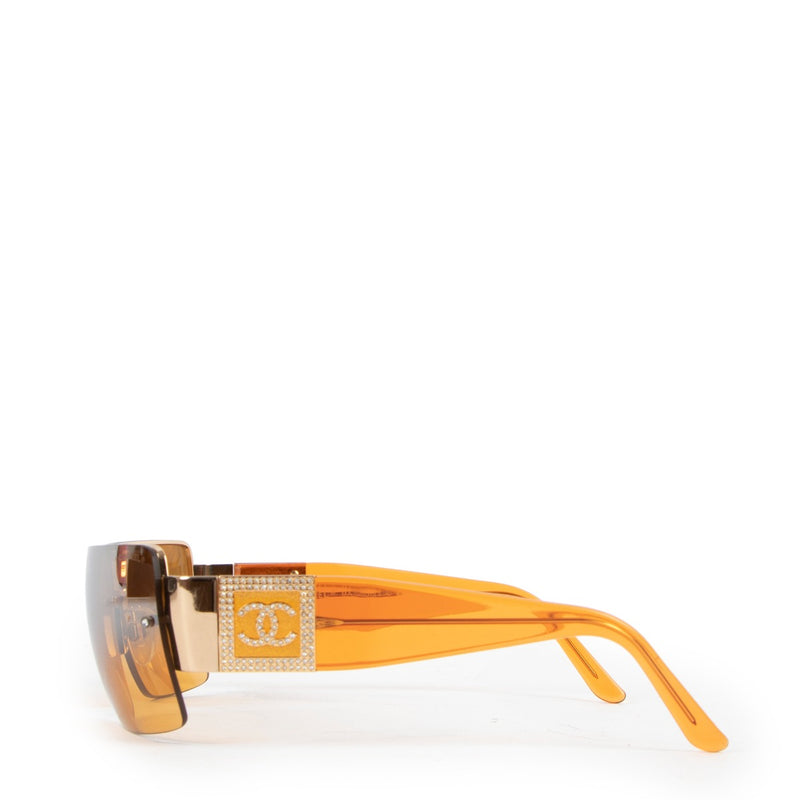 Chanel Orange Rimless CC Crystal Sunglasses 4095