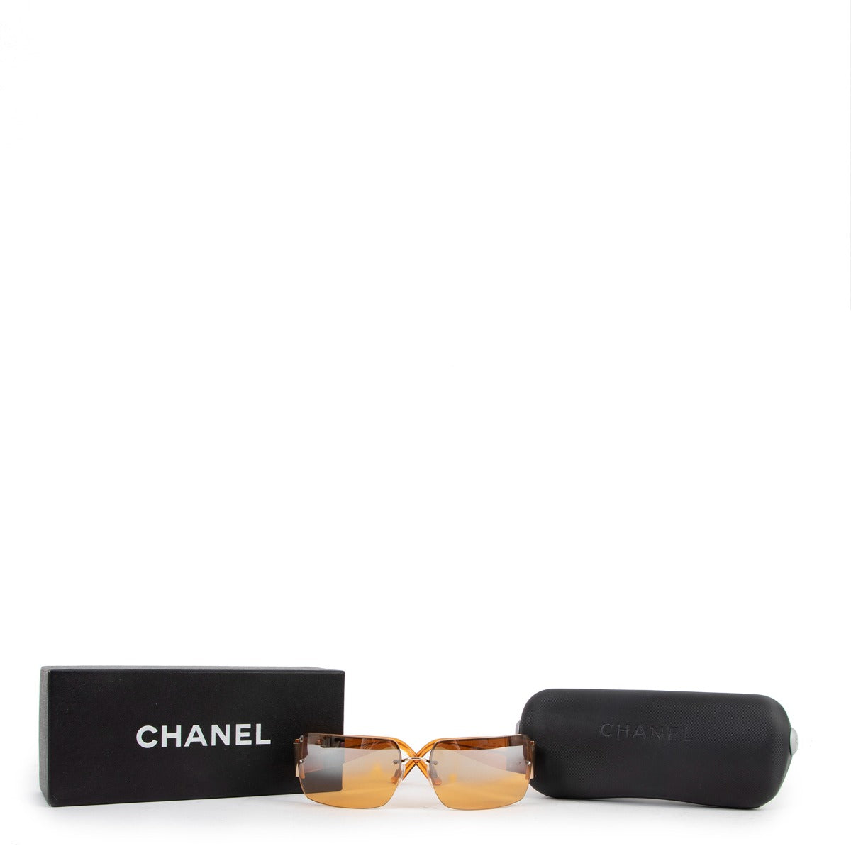 Chanel Orange Rimless CC Crystal Sunglasses 4095