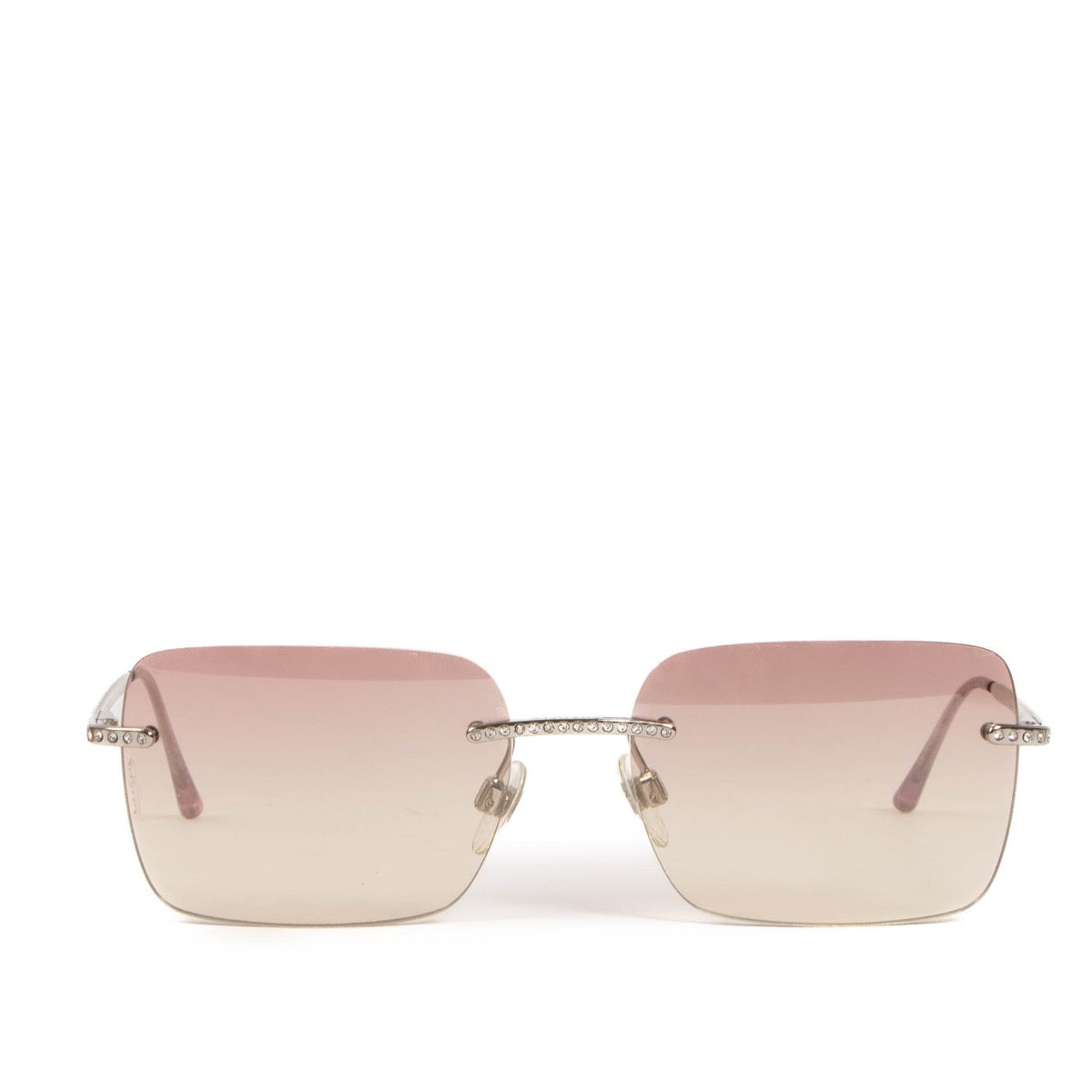 Shop safe online at Labellov these Chanel Silver 4101 Crystal Sunglasses
