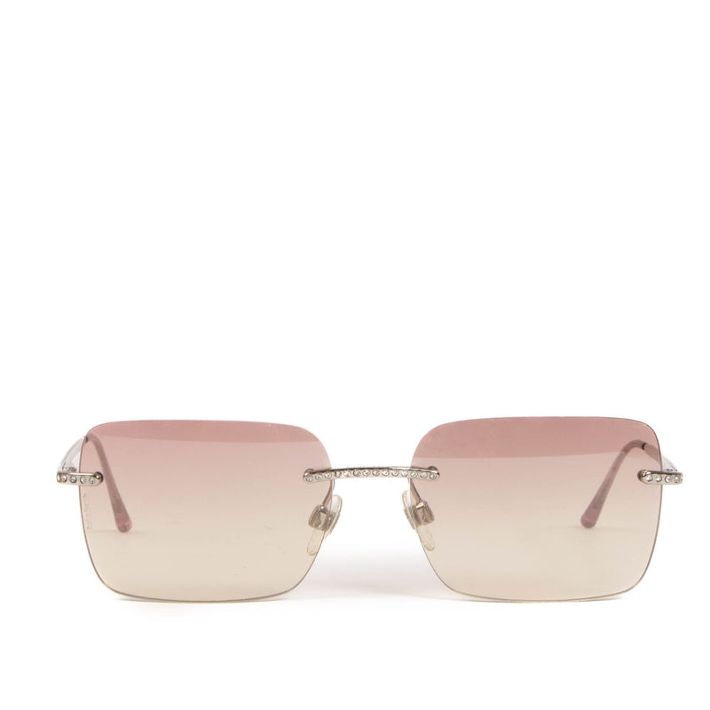 Shop safe online at Labellov these Chanel Silver 4101 Crystal Sunglasses