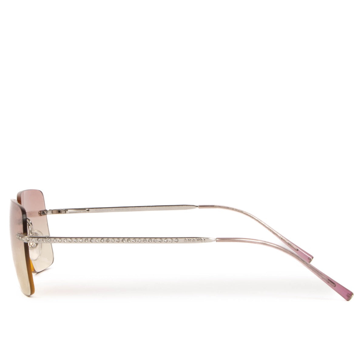 Shop safe online at Labellov these Chanel Silver 4101 Crystal Sunglasses
