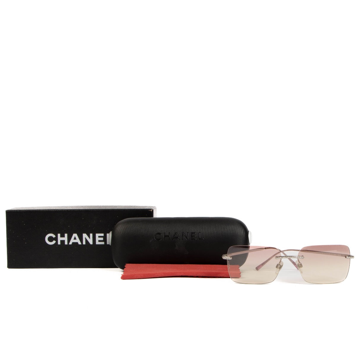 Shop safe online at Labellov these Chanel Silver 4101 Crystal Sunglasses