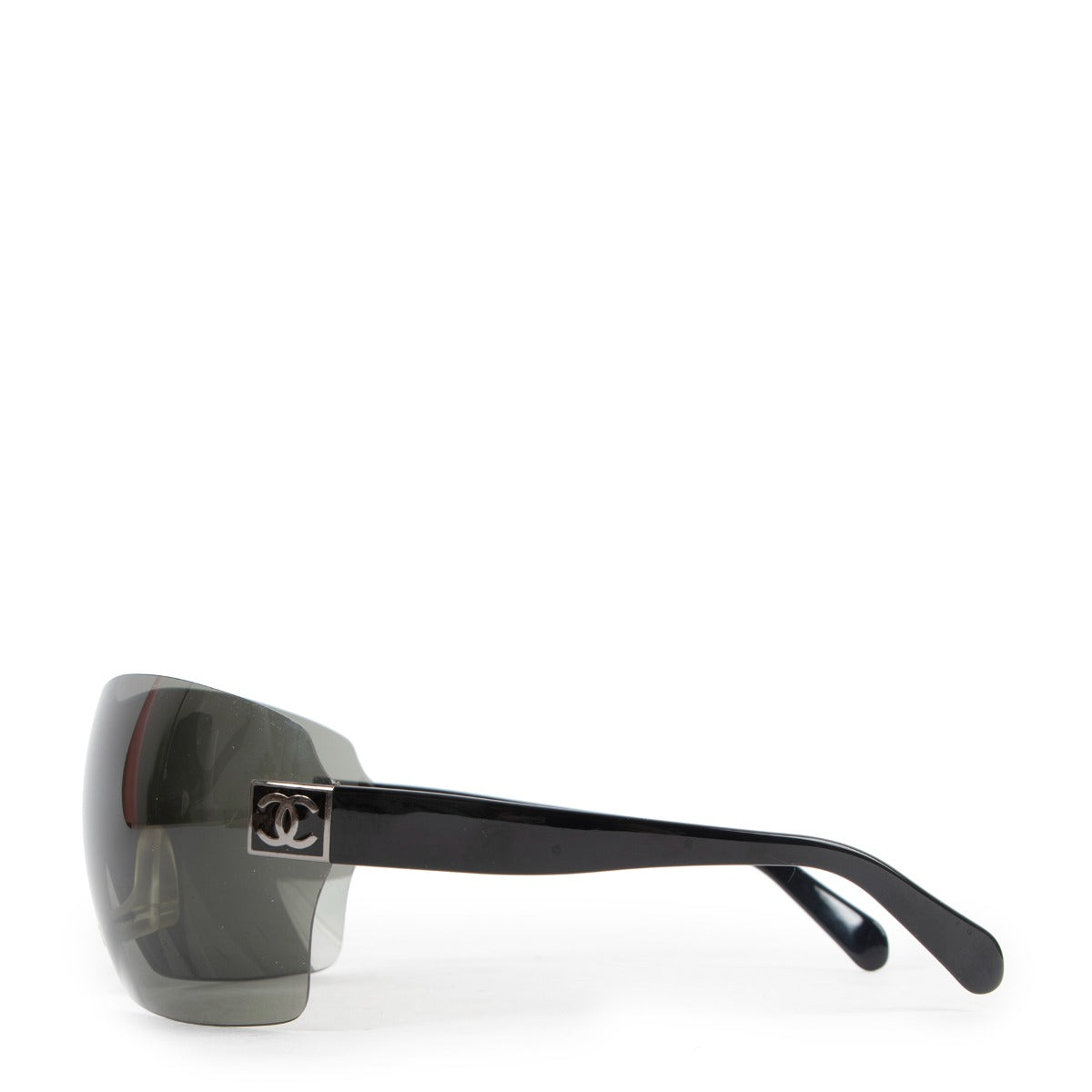 Chanel Vintage Black Wrap-Around Shield Sunglasses 4109