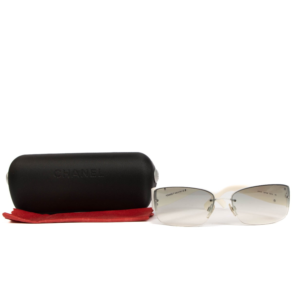 Shop safe online at Labellov these 100% authentic second hand Chanel White 4117 CC Crystal Sunglasses