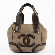 Authentic pre-loved Chanel CC Logo Suede Brown Shearling Bag on Labellov.com