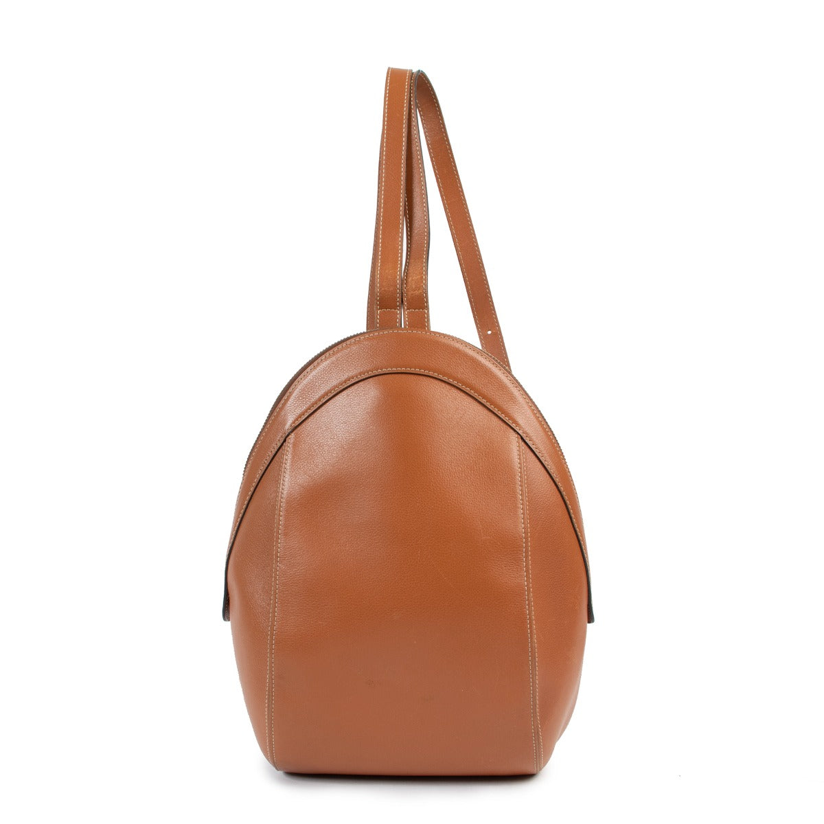 Shop vintage luxury designer second hand Delvaux Vintage Amitie Cognac Leather Backpack at Labellov.