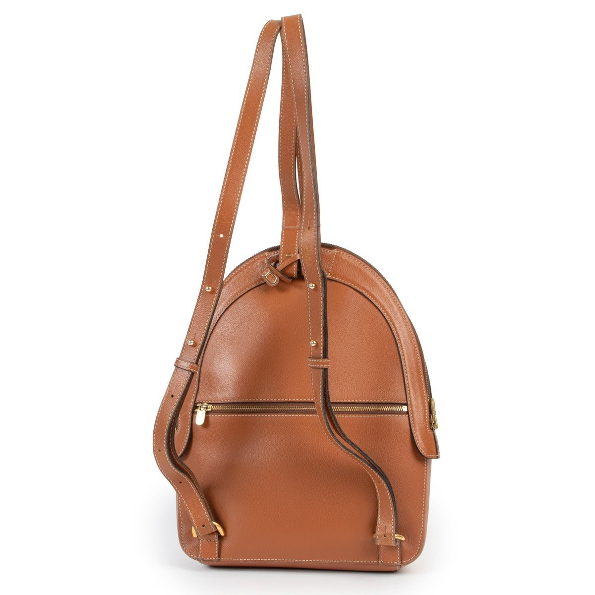 Shop vintage luxury designer second hand Delvaux Vintage Amitie Cognac Leather Backpack at Labellov.