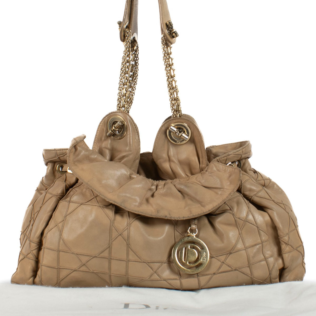 Shop 100% authentic Dior Beige Cannage Lambskin Shoulder Bag at Labellov.com.