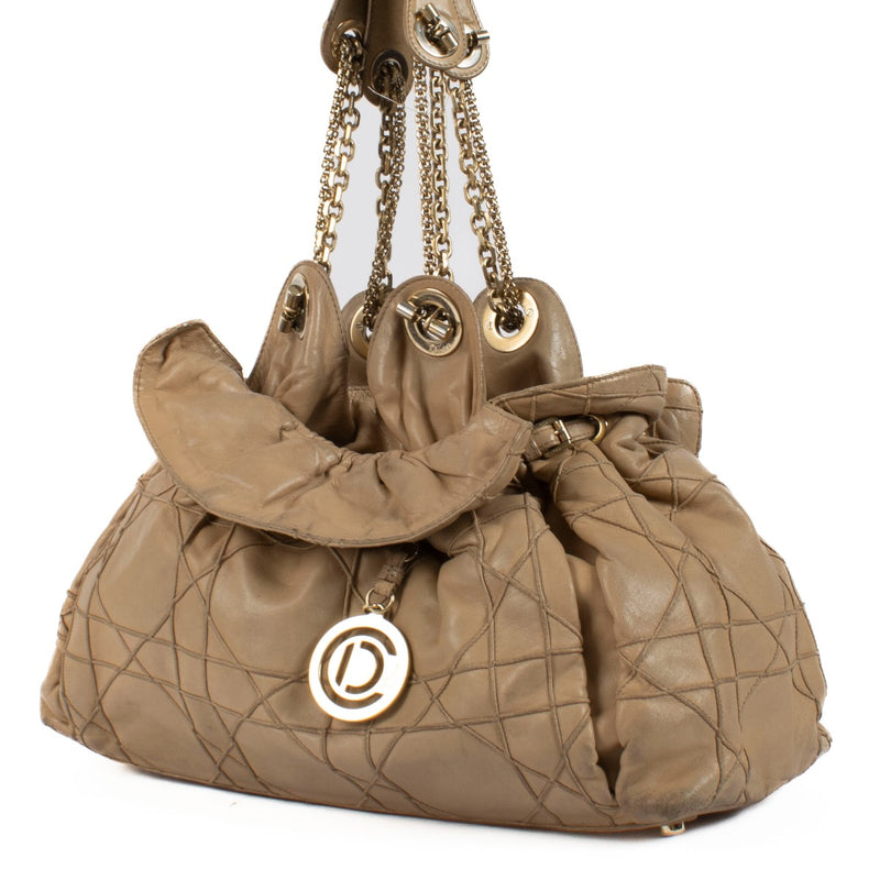 Shop 100% authentic Dior Beige Cannage Lambskin Shoulder Bag at Labellov.com.
