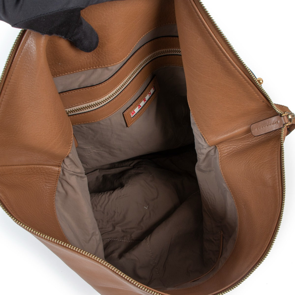 Marni Camel Leren Hobo Tas