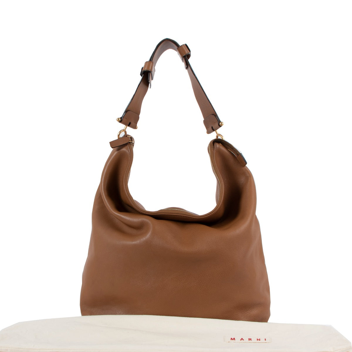 Marni Camel Leren Hobo Tas