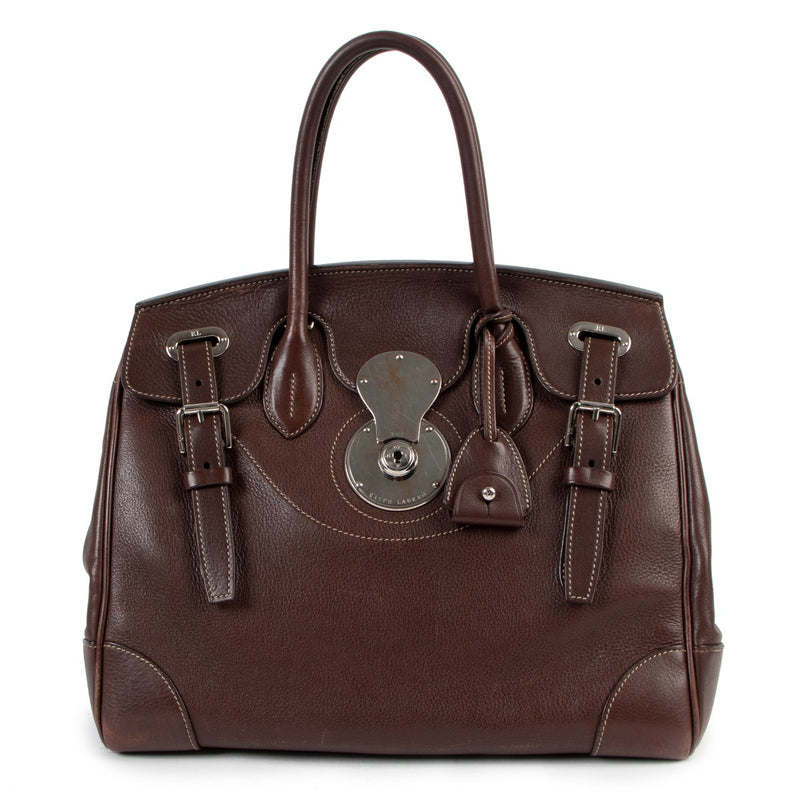 Ralph Lauren Soft Ricky 33 Brown Calfskin Handbag