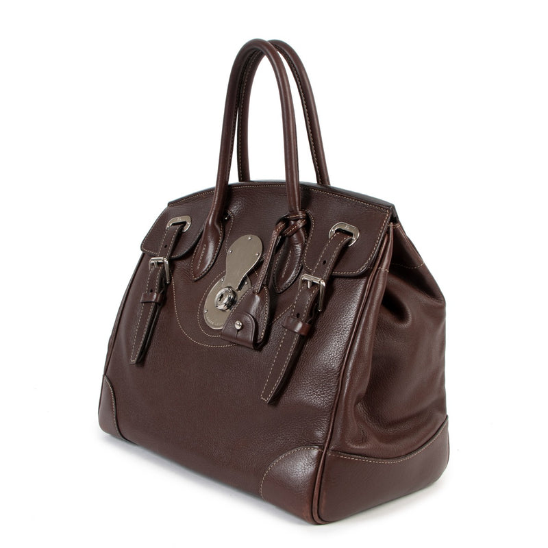 Ralph Lauren Soft Ricky 33 Brown Calfskin Handbag